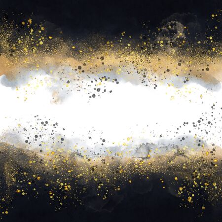 Abstract black watercolor texture with goldの写真素材