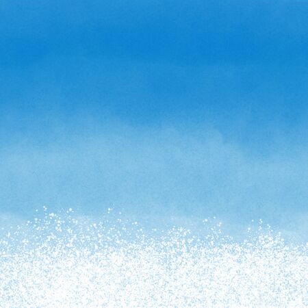 Blue winter watercolor background with snowの写真素材