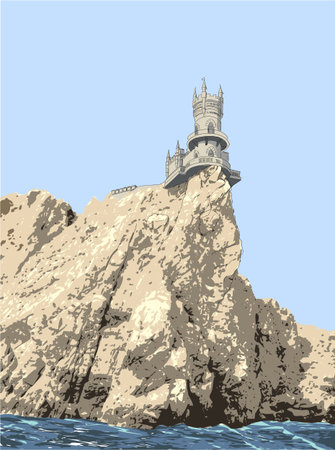 Swallow's Nest  is a decorative castle near Yalta on the Crimean peninsula in southern Ukraine. のイラスト素材
