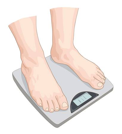 Man on the scale. Vector illustration.のイラスト素材