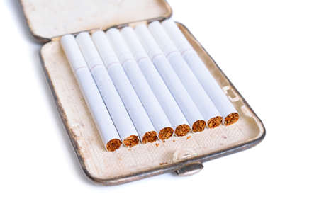 A cigarette case. Isolated on white background.の写真素材