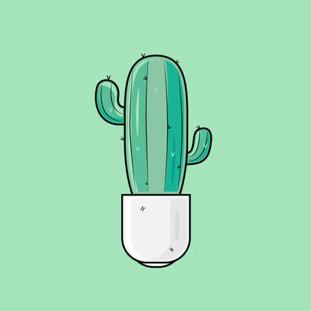 cactus vector illustration. green plant in the pot flat design logo icon and symbolのイラスト素材