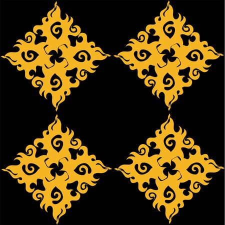 Geometric gold color pattern on a black background. Suitable for tiles, textiles, holiday packagingのイラスト素材