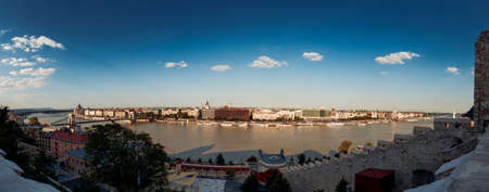 Panoramic view from the Castle Hill to Danube Riverのeditorial素材