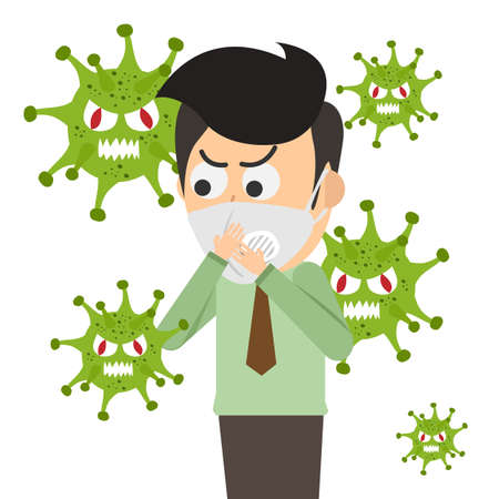 COVID19 or Corona Virus 2020 infographic. Wuhan virus disease. Man working.のイラスト素材