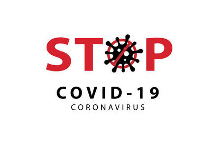 COVID-19 Coronavirus concept typography logo. Sign and Symbol pandemic vector illustration. World Health Organization WHO. Novel coronavirus outbreak.のイラスト素材