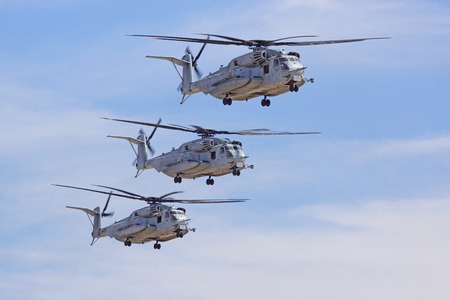 Miramar, California,USA- October 3,2014. CH-53 Super Stallion Helicopters performs at 2014 Miramar Airshowのeditorial素材