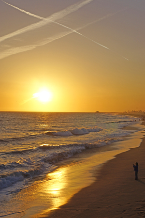 Beach Sunset at California pierの写真素材
