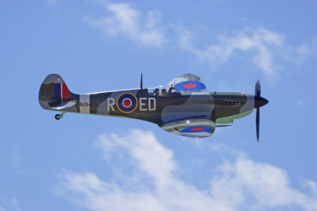 Spitfire vintage WWII British airplane flyingのeditorial素材
