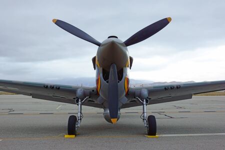 Airplane P-40 Warhawk nose on runwayのeditorial素材