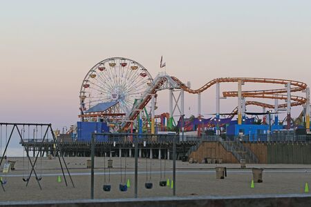 Beach amusement park at sunriseのeditorial素材