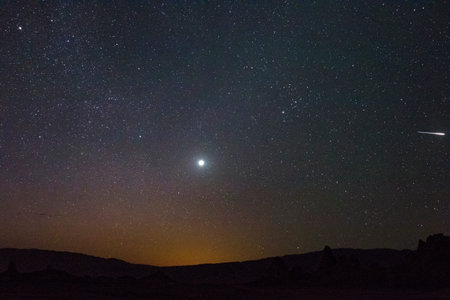 Desert landscape at night