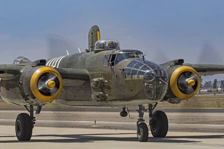 Airplane vintage WWII B-25 Mitchell aircraftのeditorial素材