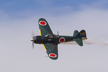 Airplane WWII Mitsubishi ZERO fighter aircraftのeditorial素材