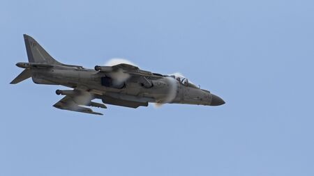Airplane AV-8 Harrier jet fighter approached speed of soundのeditorial素材