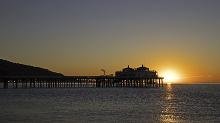 Beach pier at Malibu, Californiaの写真素材