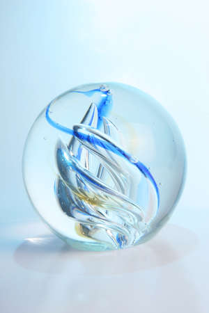 Glass ball with blue patternsの写真素材