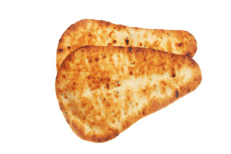 Two naan breads isolated on white