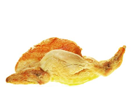 Side view of a roasted chicken with copy space aboveの写真素材