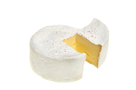 Camembert cheese round with a wedge cut out and raised could be used as a pie chart