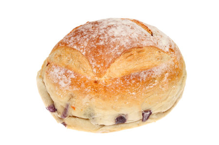 Rustic parmesan cheese and red onion loaf isolated against white