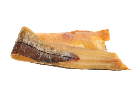Fillet of smoked haddock isolated against white