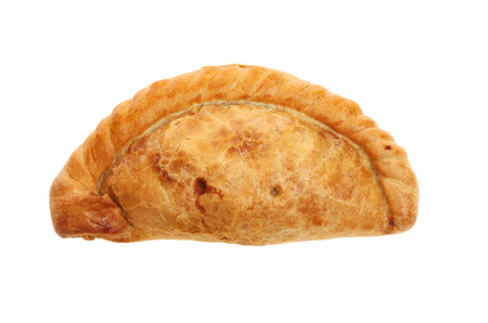Cornish pasty isolated against whiteの写真素材