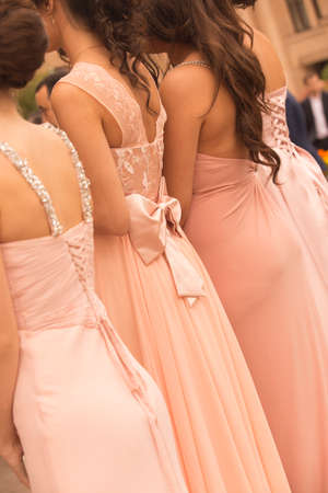 Beautiful lace back of the wedding dressの写真素材