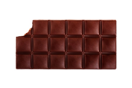 Dark chocolate bar isolated on white backgroundの写真素材