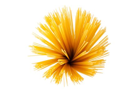 Bunch of spaghetti isolated on white backgroundの写真素材
