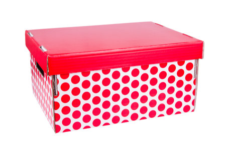 Red cardboard box isolated on white background