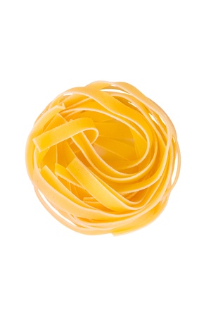 Italian pasta  tagliatelle, isolated on white backgroundの写真素材