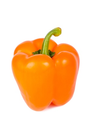 Yellow bell pepper isolated on white backgroundの写真素材