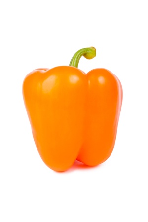 Yellow bell pepper isolated on white backgroundの写真素材