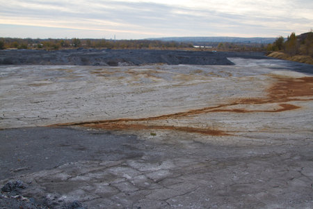 Chemical production waste on an old abandoned chemical plant