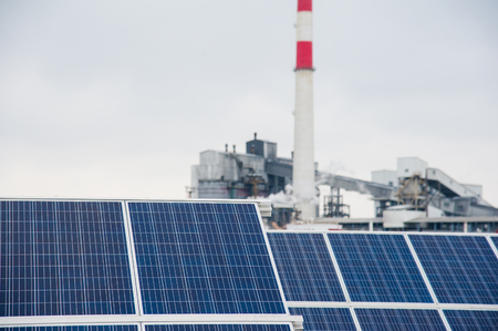 Field of solar panels and renewable clean energyの写真素材