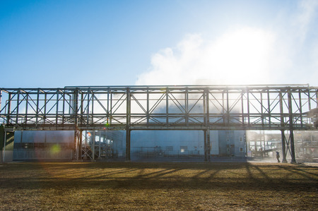 Grain processing facilit. Industrial Factory silos for food productionの写真素材
