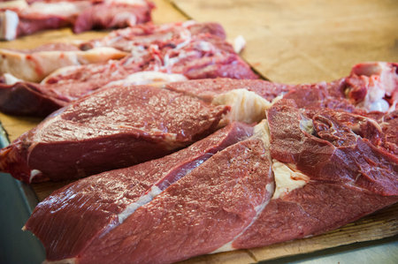 Assortment of meat at a butcher shop