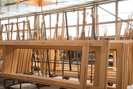 Joinery. Manufacture of wooden doors, windows, furnitureの写真素材