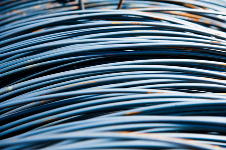 Machines, equipment and coils with wire. Wire production plantの写真素材