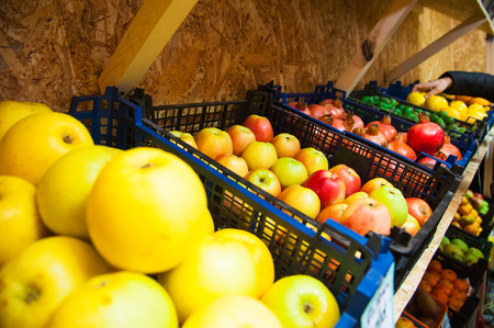 Fresh fruits for sale in farmers marketの写真素材