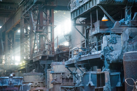 Metal structures and buildings of the old metallurgical plant inside and outsideの写真素材