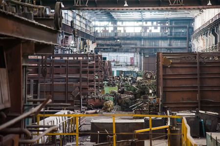 Metal structures and buildings of the old metallurgical plant inside and outsideの写真素材
