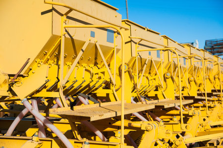 Farm machinery on a farm in the winter
