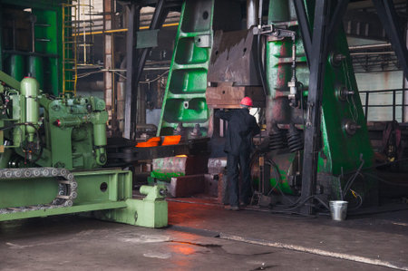 Heavy forgings plant. Metal work, melt metal workの写真素材