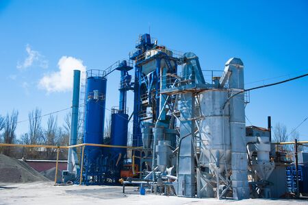 Equipment for production of asphalt, cement and concrete. Asphalt plantの写真素材