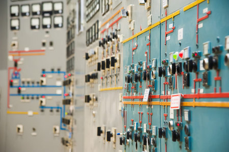 The interior of a modern thermal power plant. Equipment, pipes, control center of thermal power...
