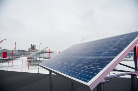 Field of solar panels and renewable clean energy