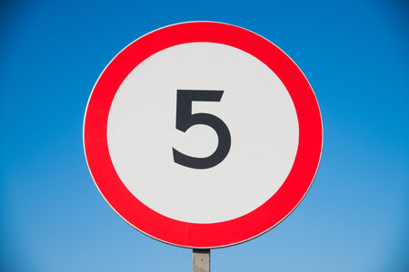 Prohibiting road signs. Road signs against a blue sky.