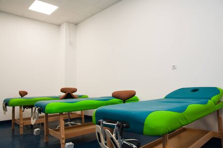 Empty football changing room at the stadiumの写真素材